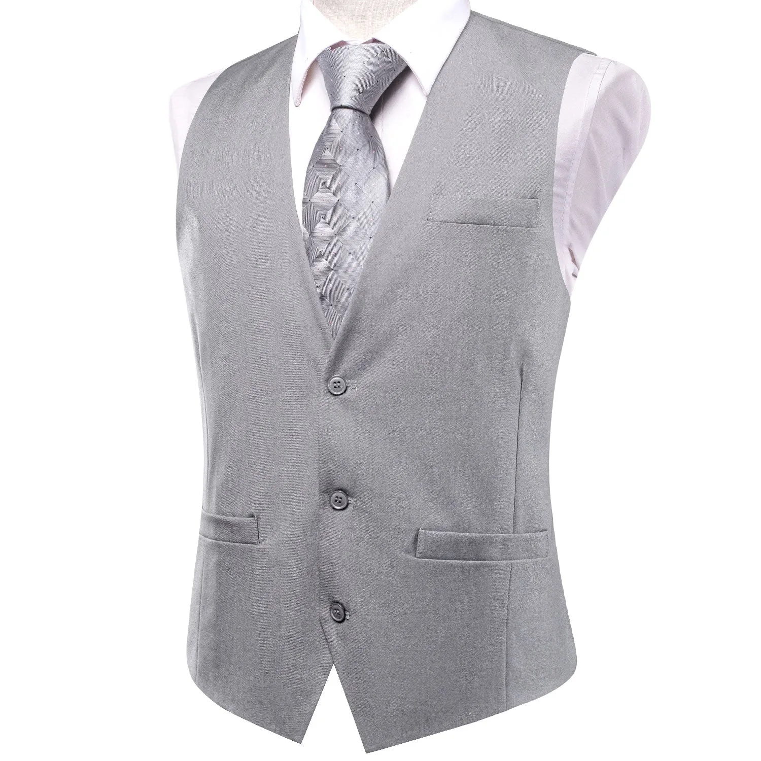 Grey Solid Splicing Jacquard Men's Vest