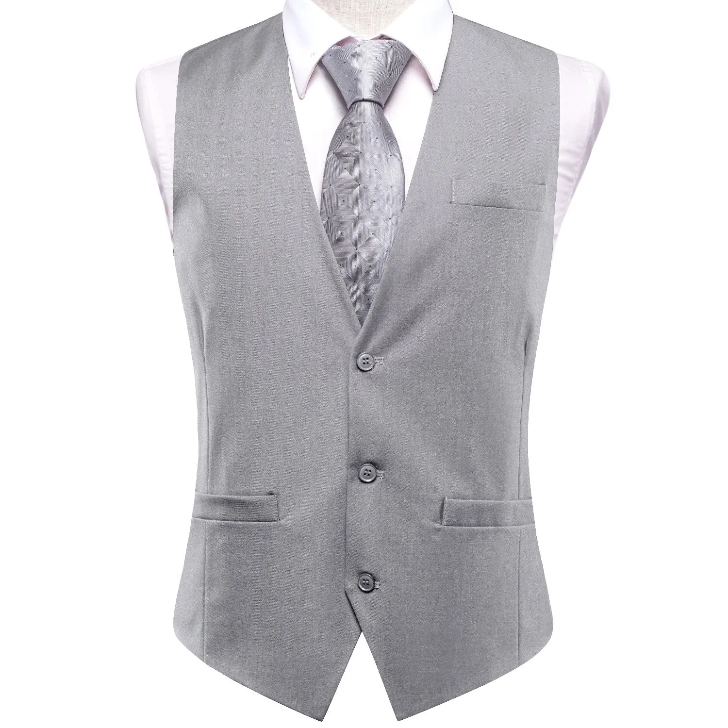 Grey Solid Splicing Jacquard Men's Vest