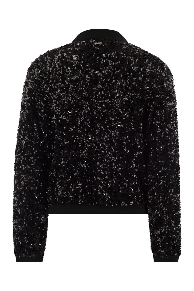 HERNO Sequin Shine Bomber Jacket