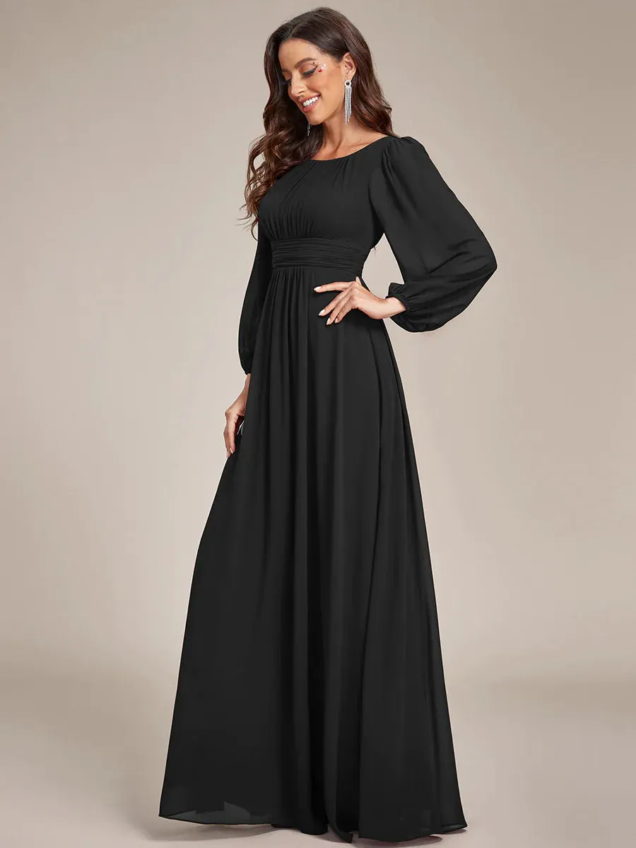 High Neck Long Sleeve Bridesmaid Dress