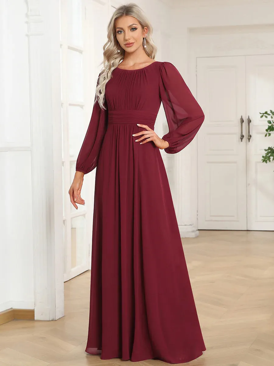 High Neck Long Sleeve Bridesmaid Dress