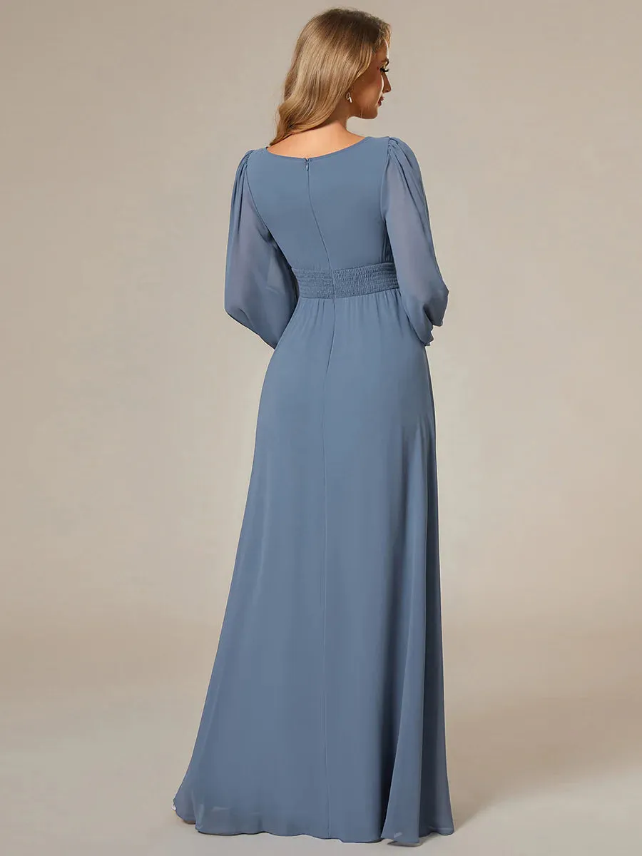 High Neck Long Sleeve Bridesmaid Dress