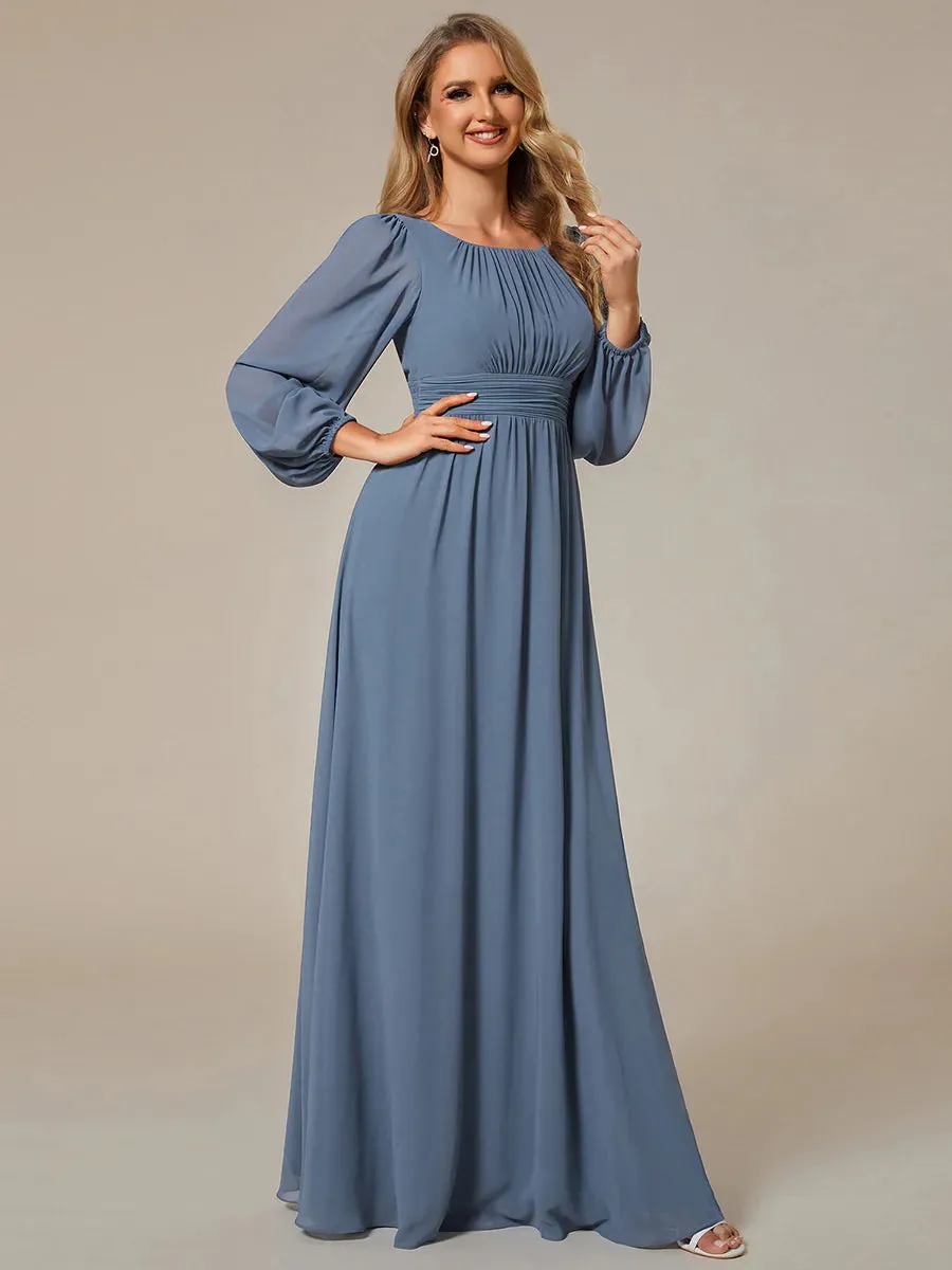 High Neck Long Sleeve Bridesmaid Dress