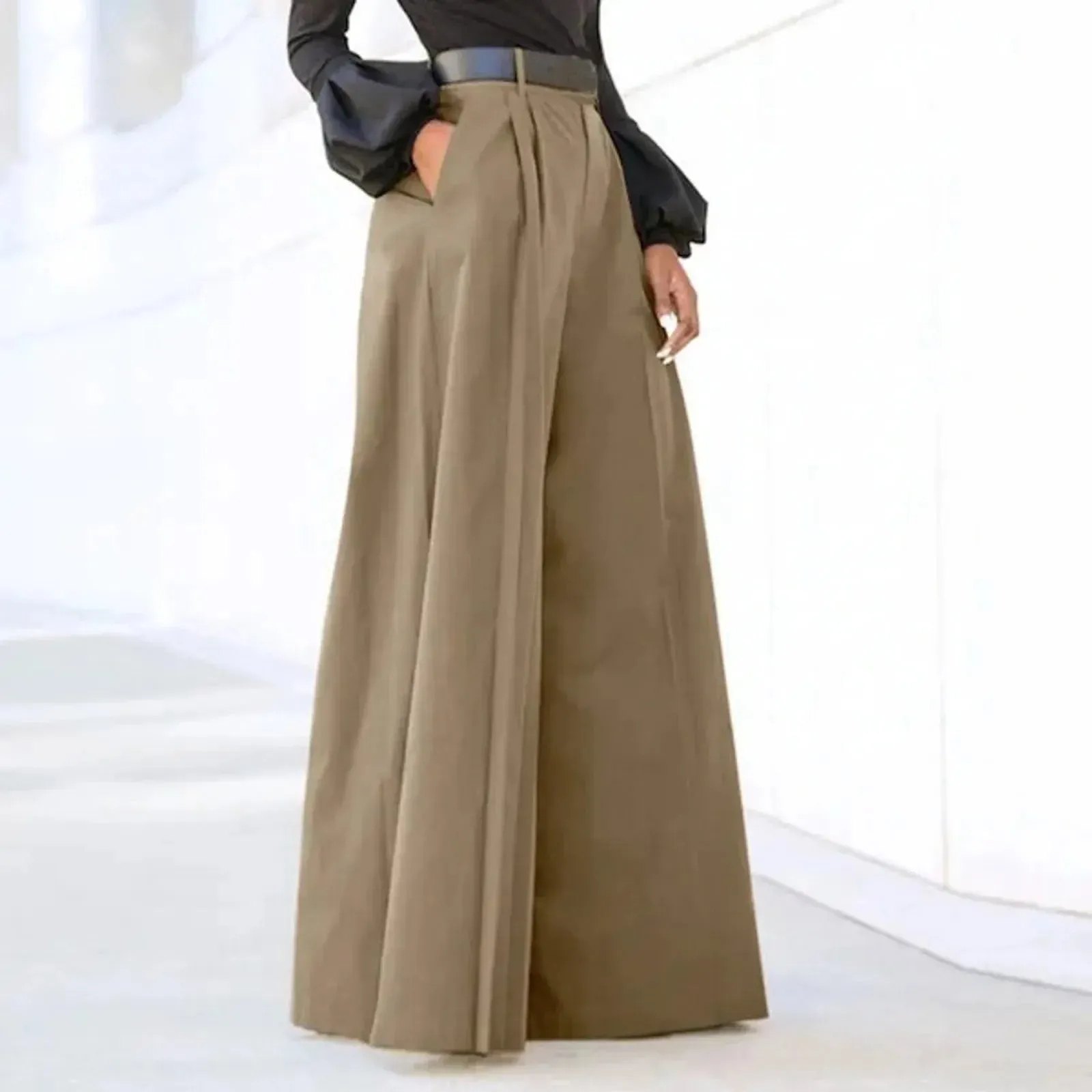 High Office Work Wide Spring Summer New Fashion Classic Solid Straight Long Elegant Pants