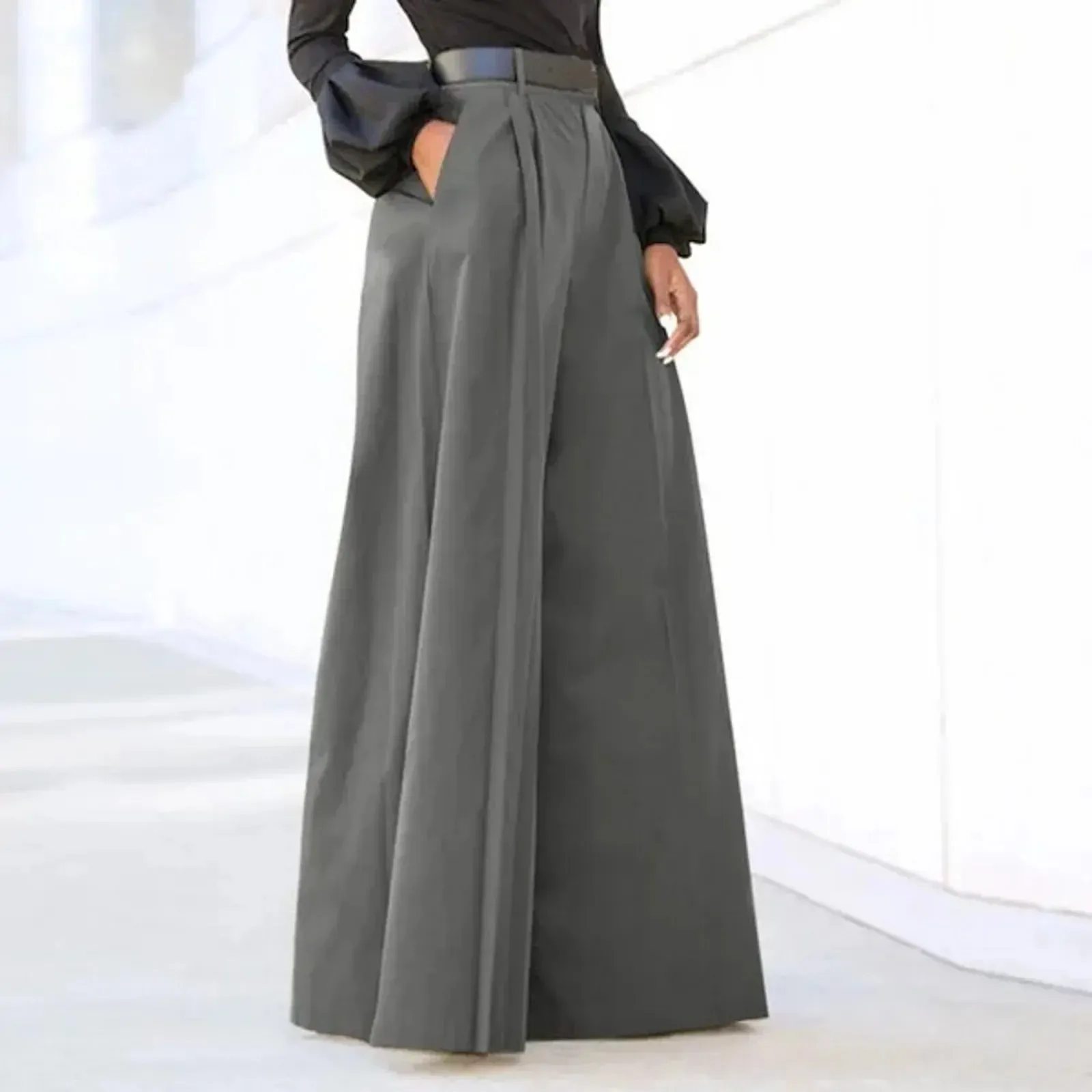 High Office Work Wide Spring Summer New Fashion Classic Solid Straight Long Elegant Pants