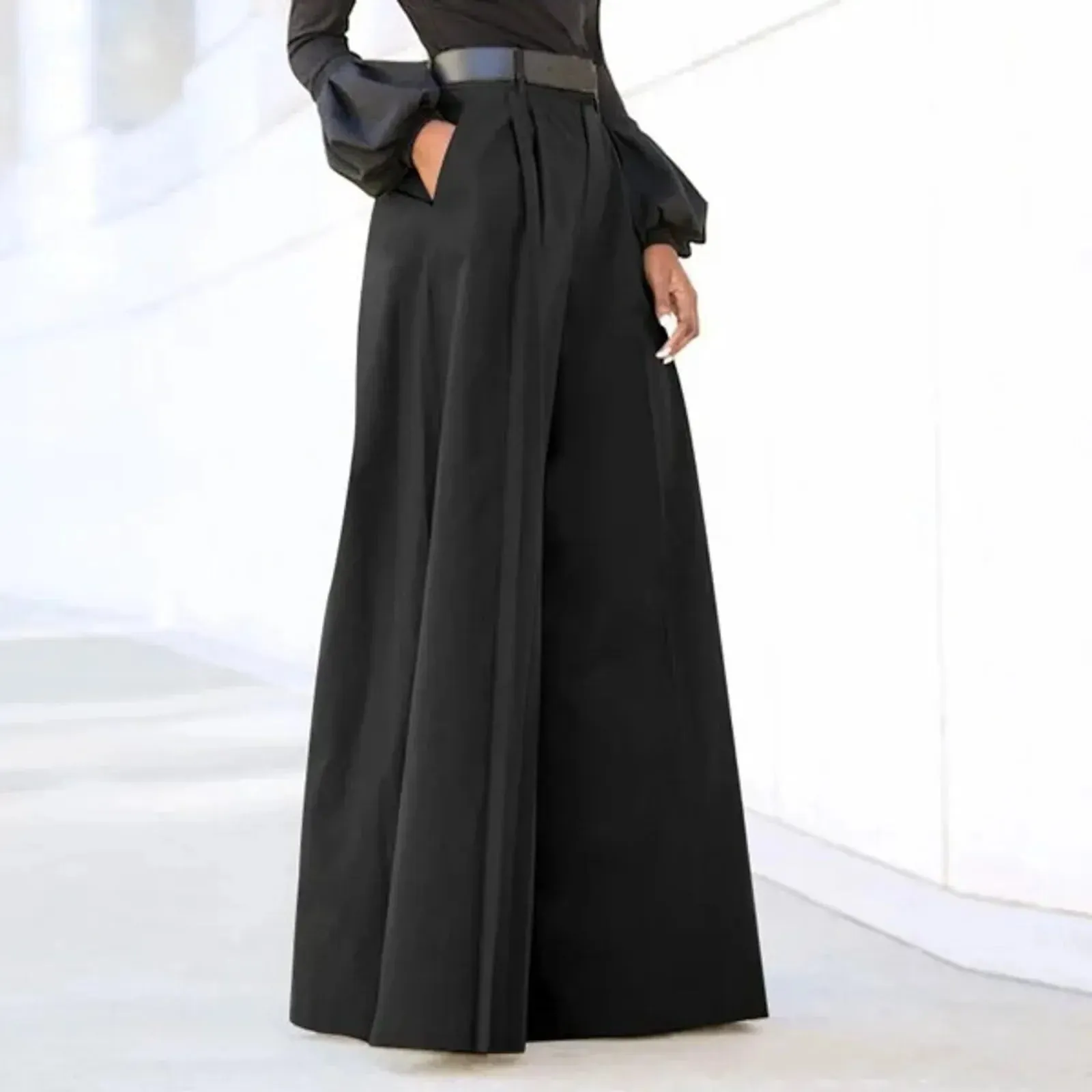 High Office Work Wide Spring Summer New Fashion Classic Solid Straight Long Elegant Pants