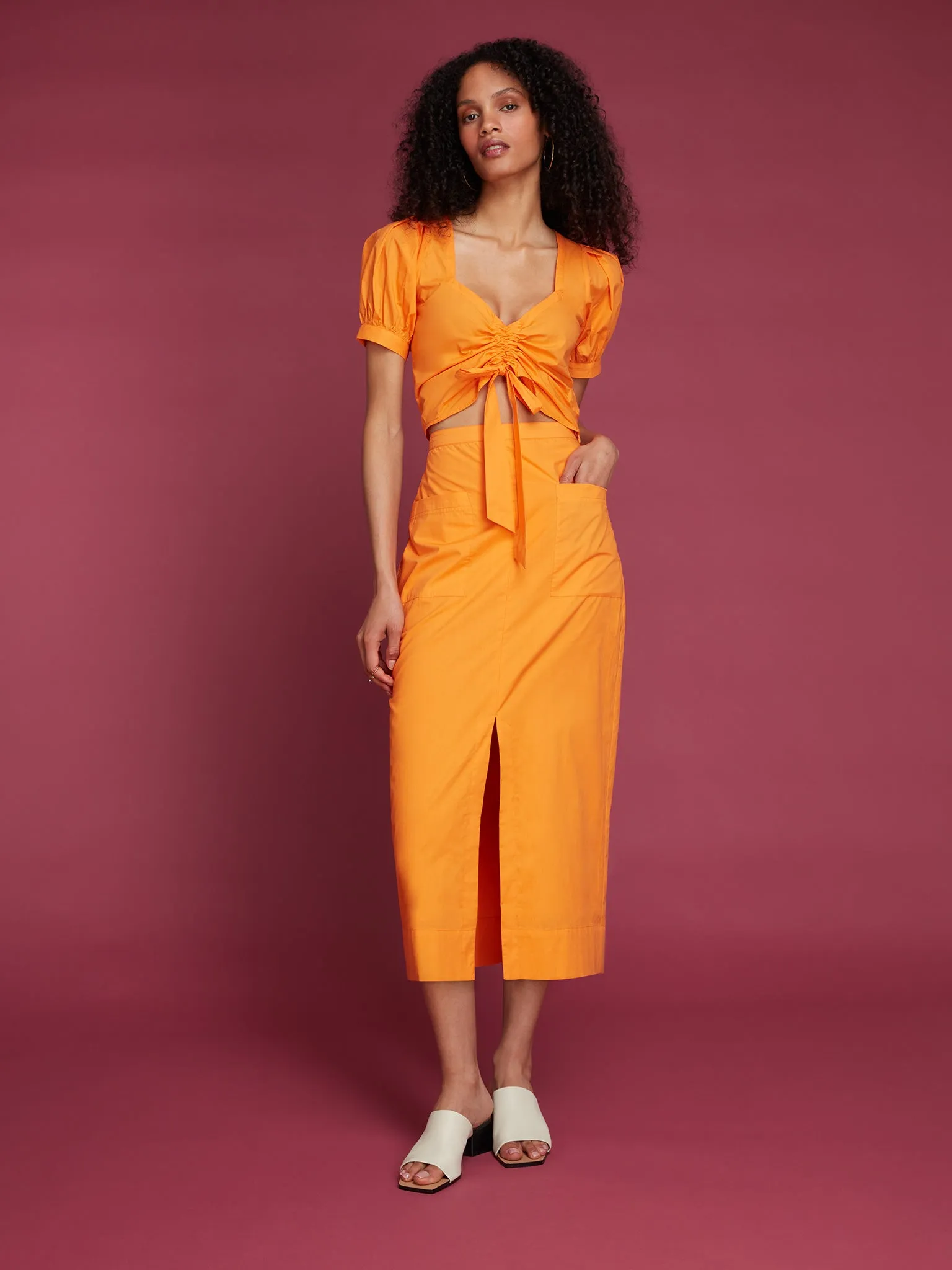 Hilda Midi Skirt in Orange