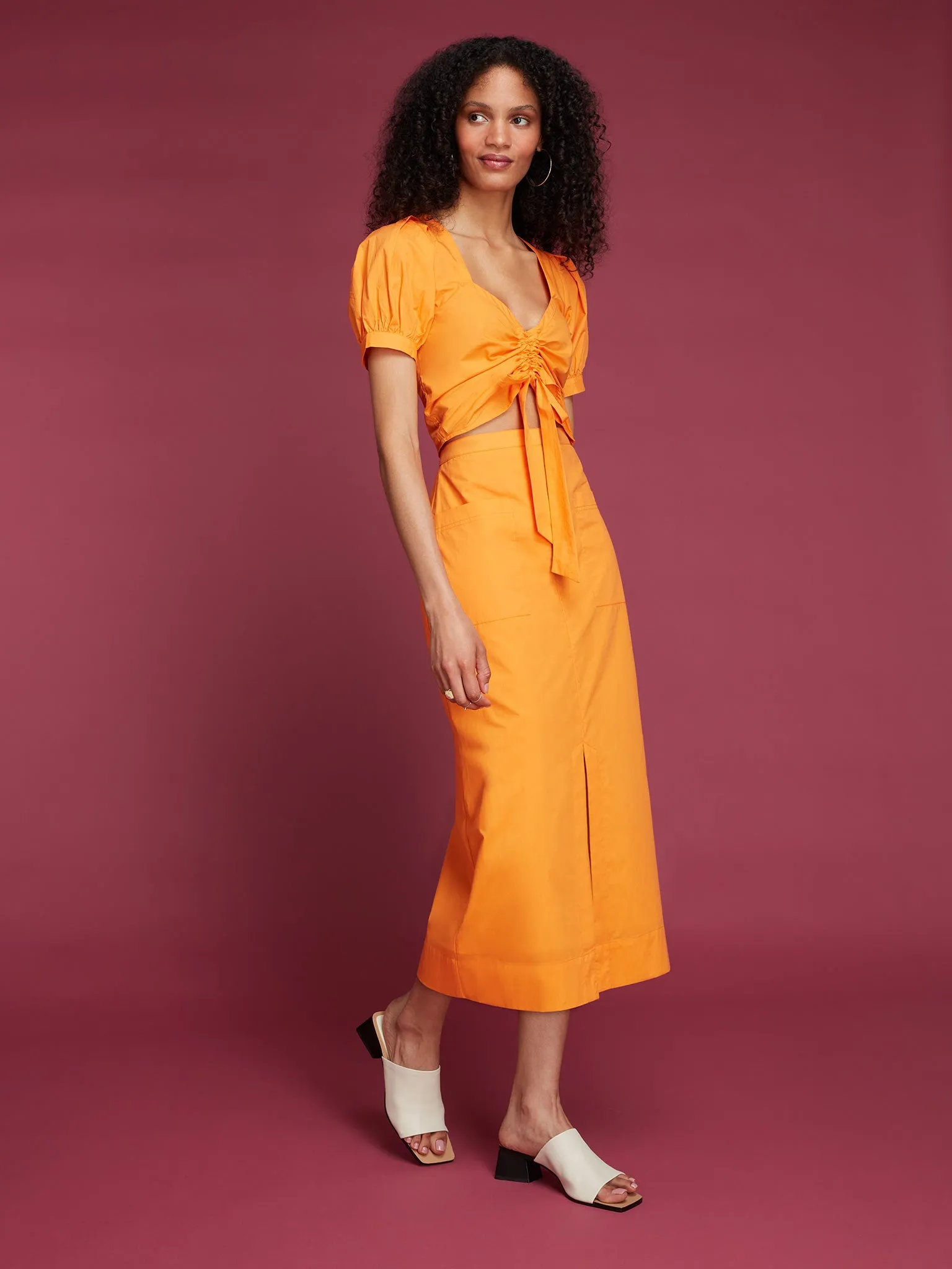 Hilda Midi Skirt in Orange