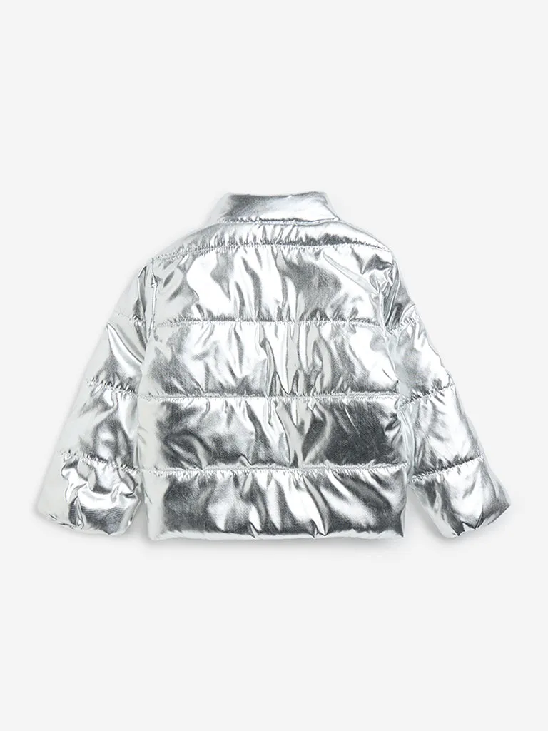 HOP Kids Silver Quilted Puffer Jacket