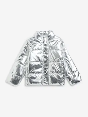 HOP Kids Silver Quilted Puffer Jacket