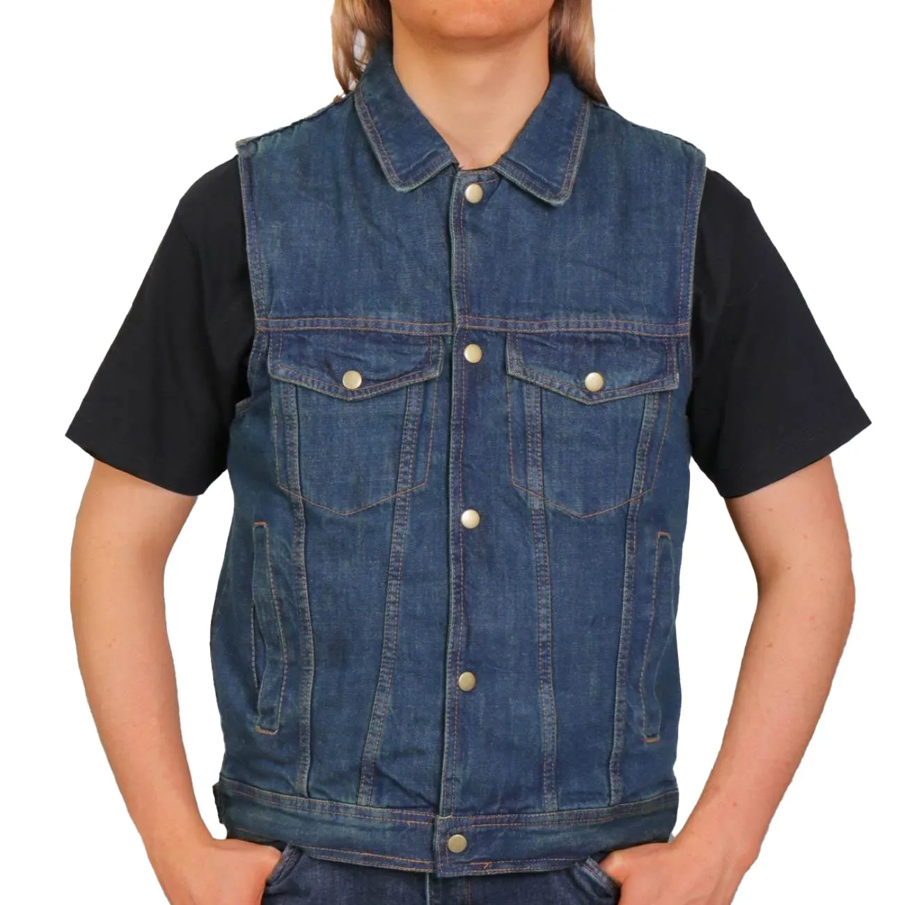 Hot Leathers VSM6001 Men's Blue Denim Vest