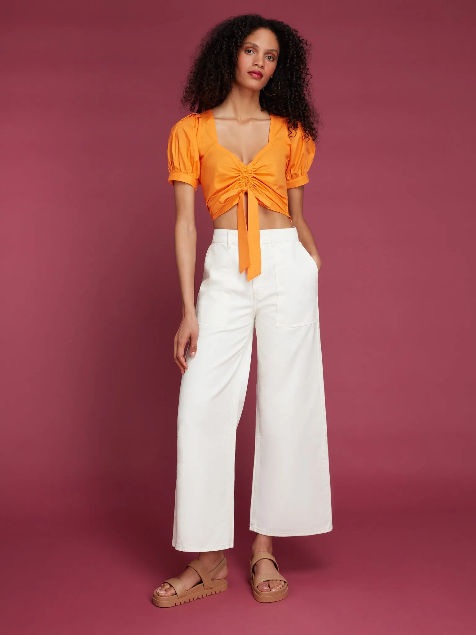 Huda Ruched Top in Orange