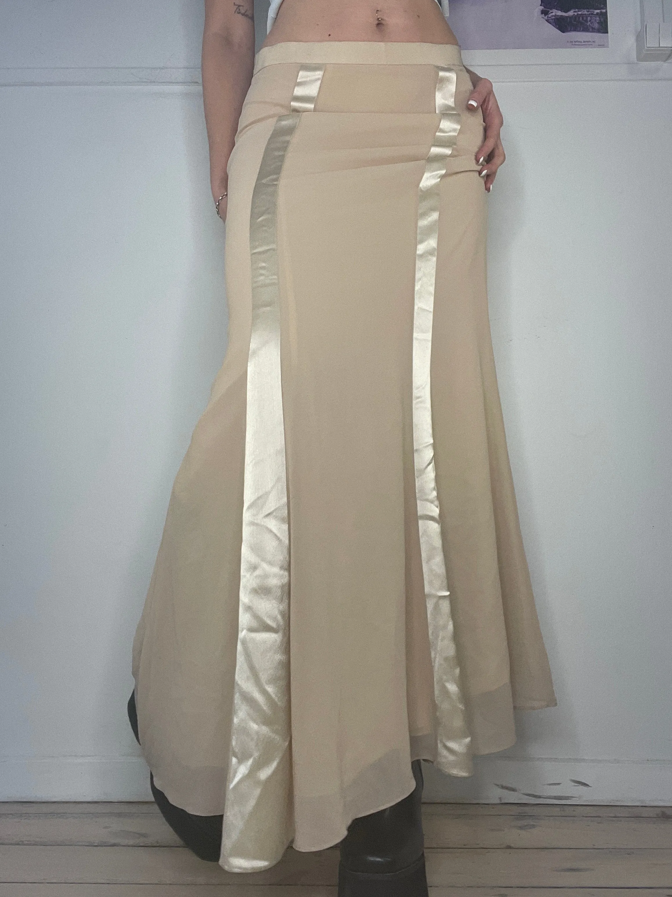 insane red carpet double layered maxi skirt