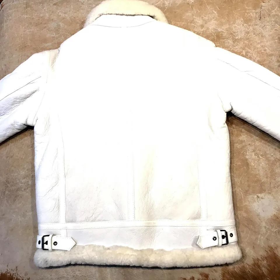 Jakewood - Shearling Racing Aviator White Jacket