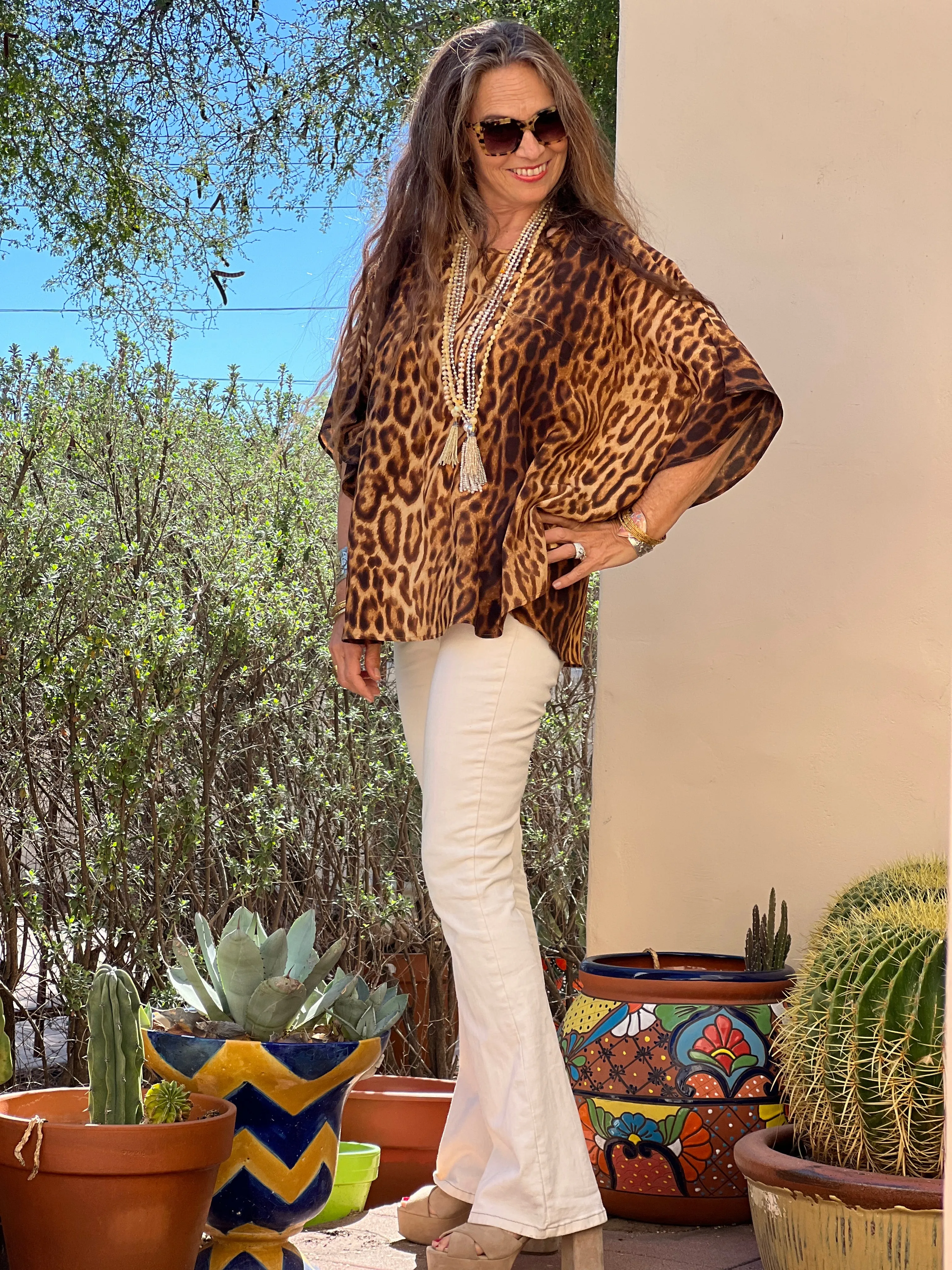 Jeanie Jaguar Italian Silk Poncho