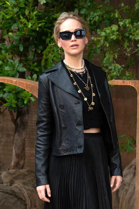 Jennifer Lawrence Black Leather Jacket