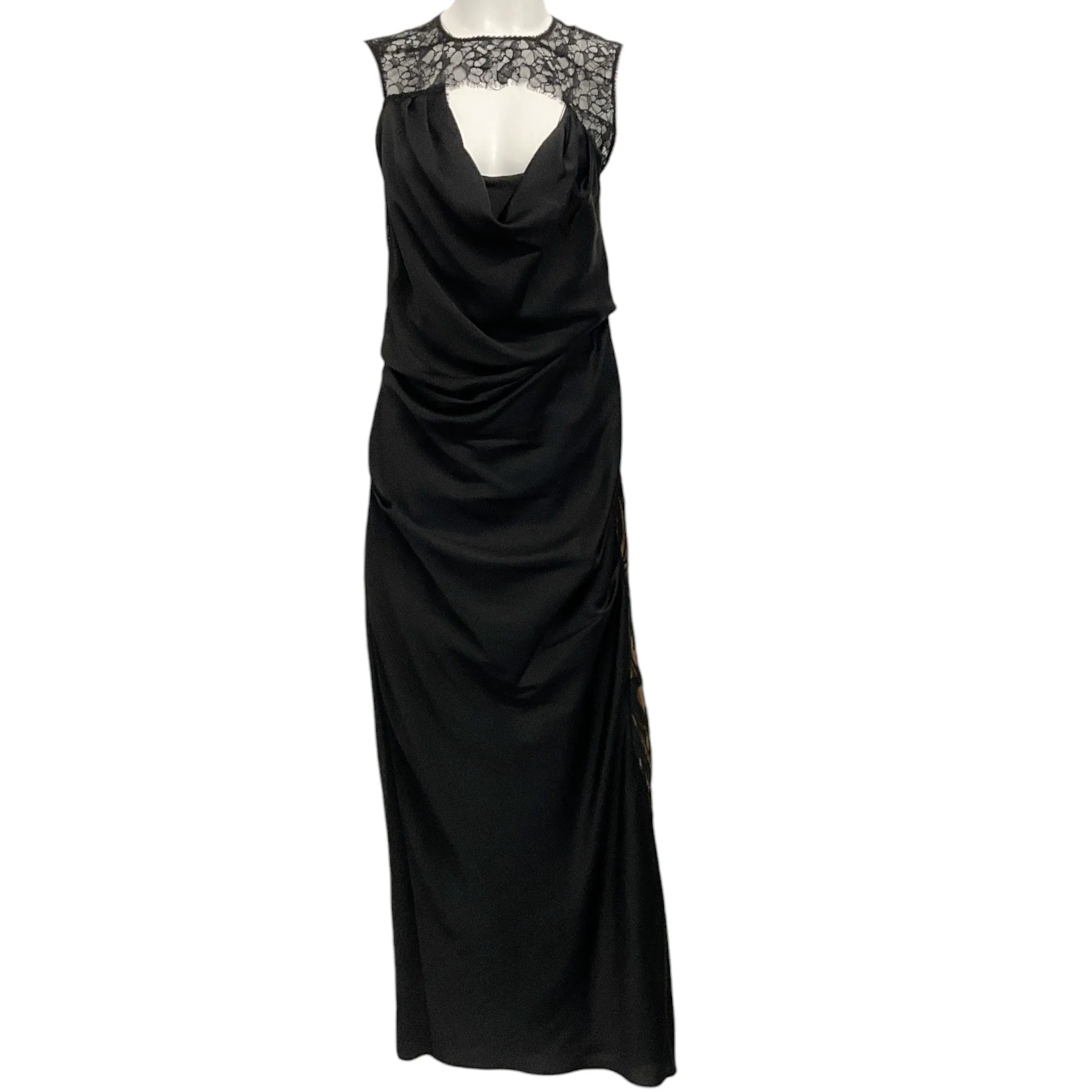 Jonathan Simkhai Black Vea Sleeveless Draped Dress with Lace