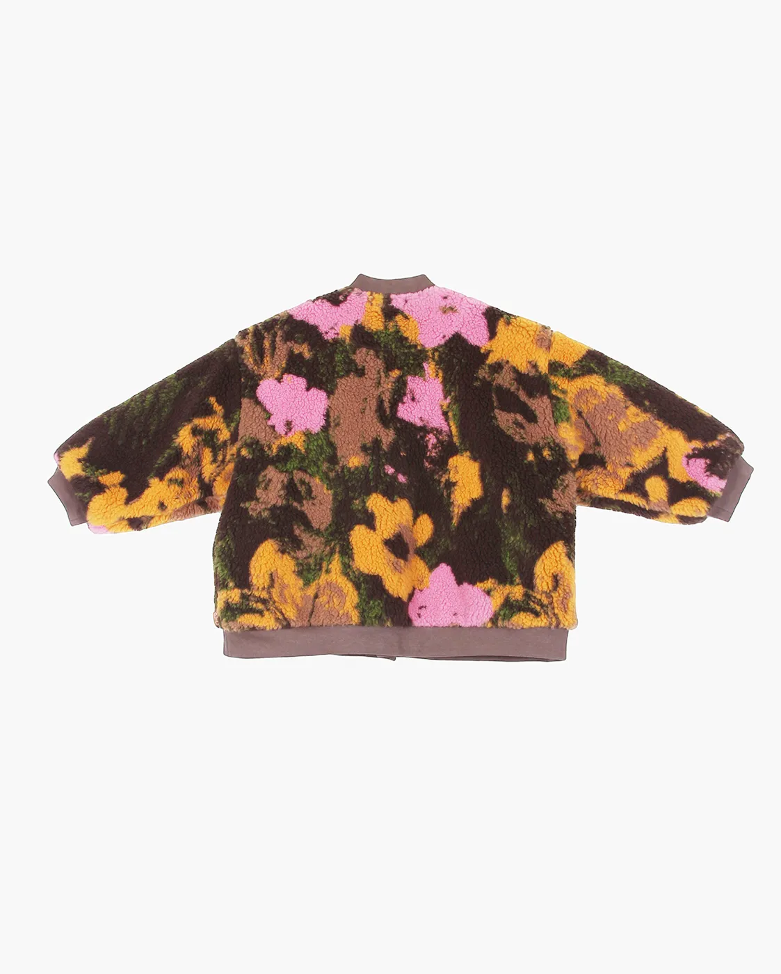 Joni Jacket Faux Shearling Floral Print Brown