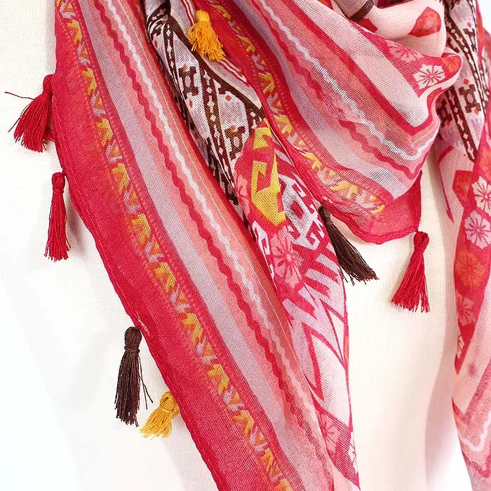 JZ-18-C Zebra Print Square Tassel Scarf