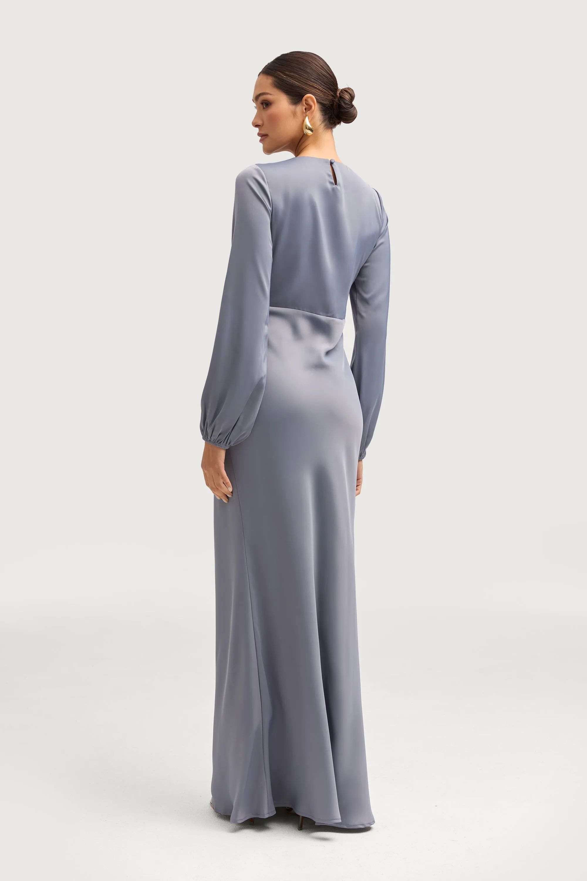 Kamila Satin Maxi Dress - Winter Blue