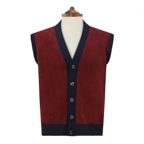 Kells Knitted Burgundy Navy Birdseye Wool Vest