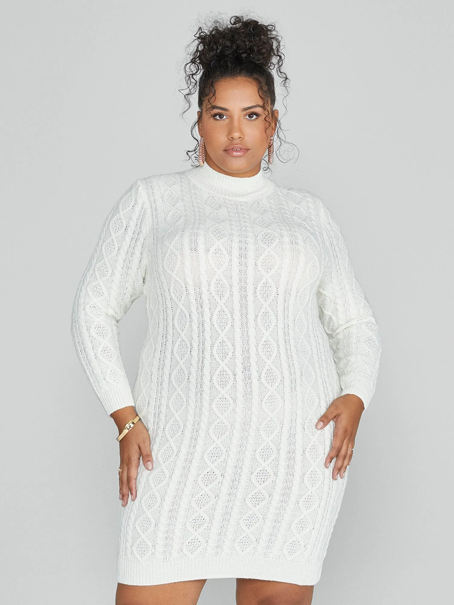 Kendra Cutout Cable Knit Sweater Dress