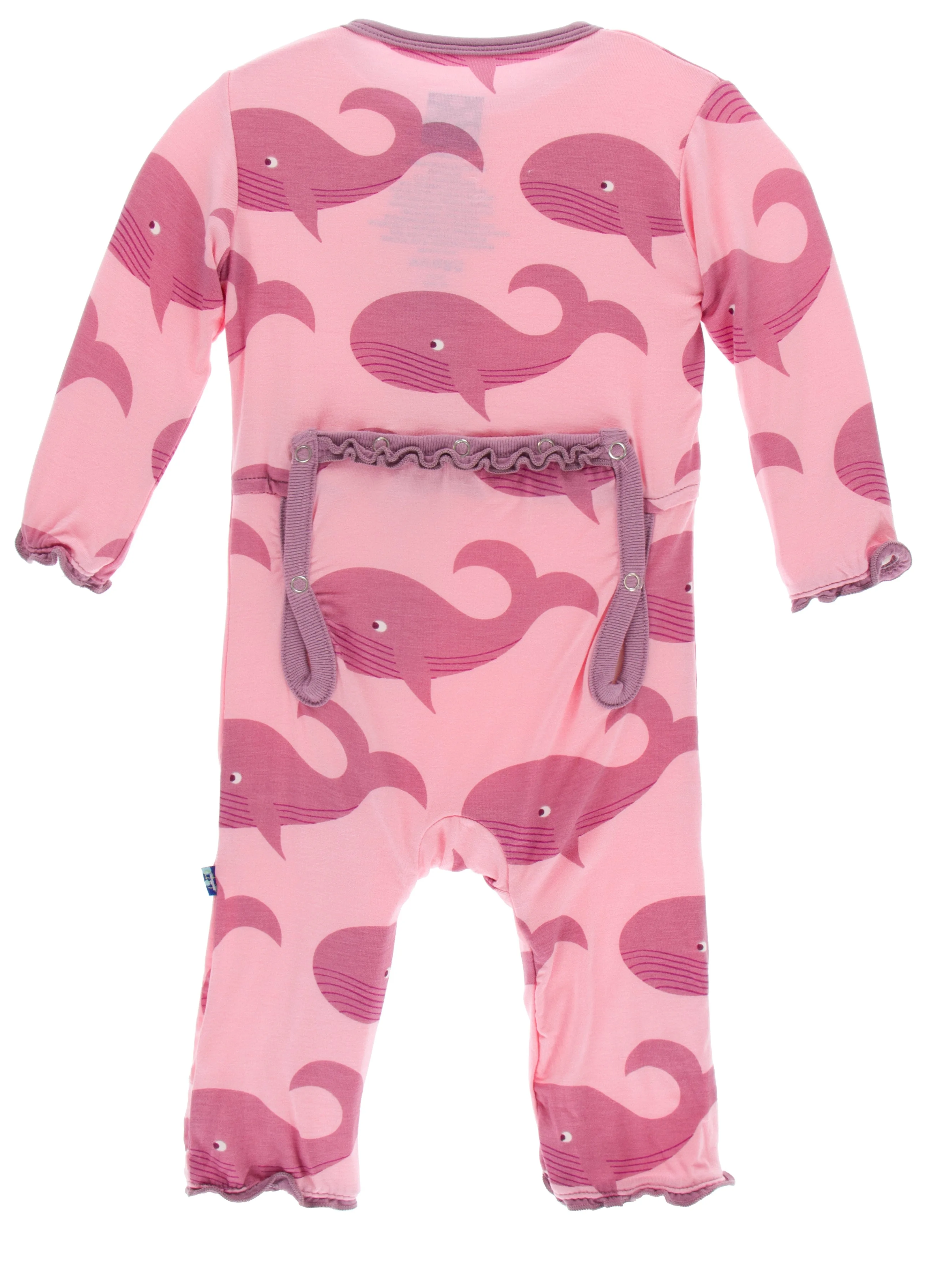 KicKee Pants Lotus Whales Muffin Ruffle Coverall with Zipper