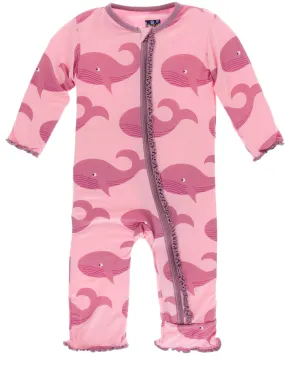 KicKee Pants Lotus Whales Muffin Ruffle Coverall with Zipper