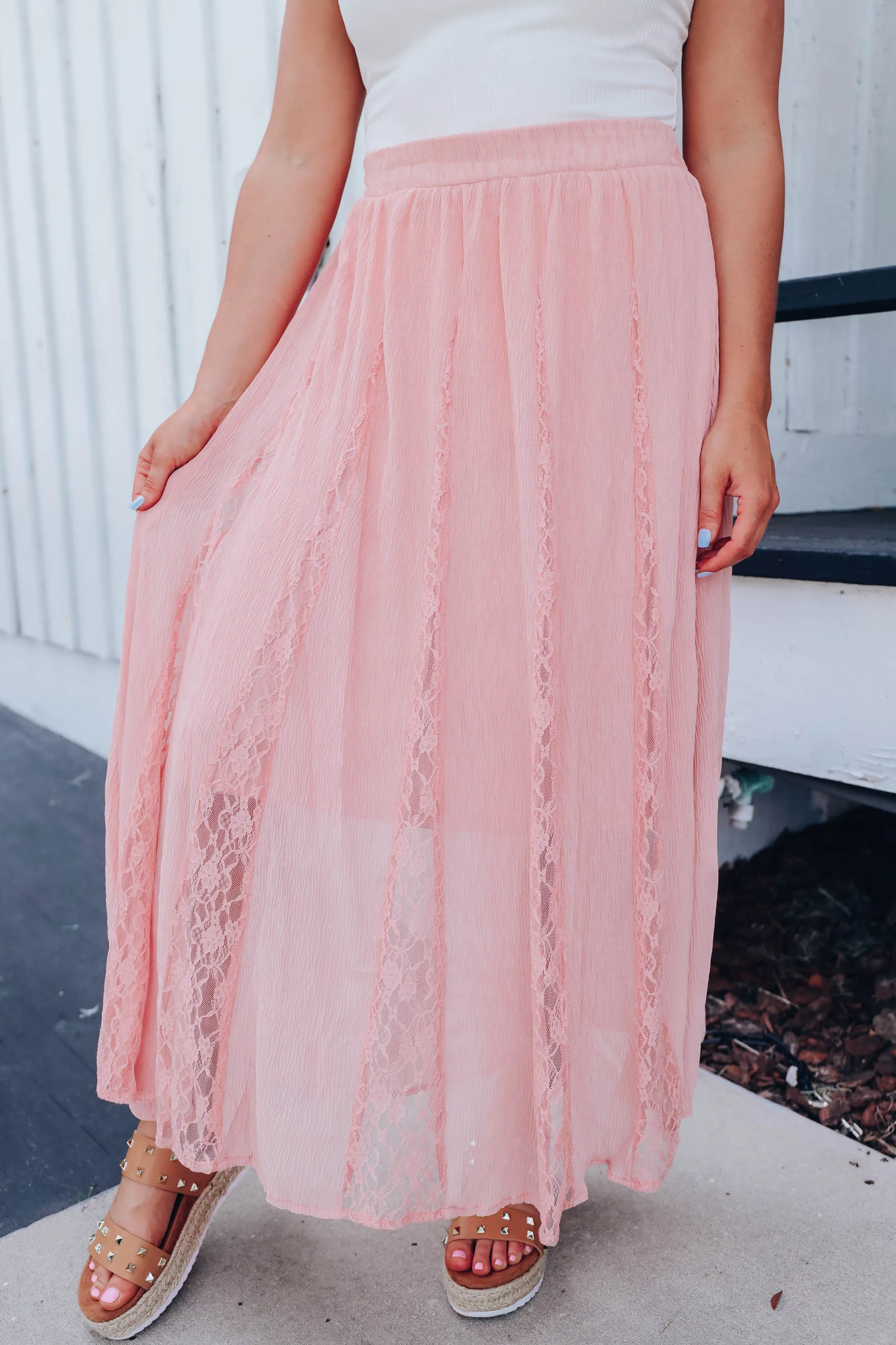 Kindred Spirit Lace Maxi Skirt - Rose