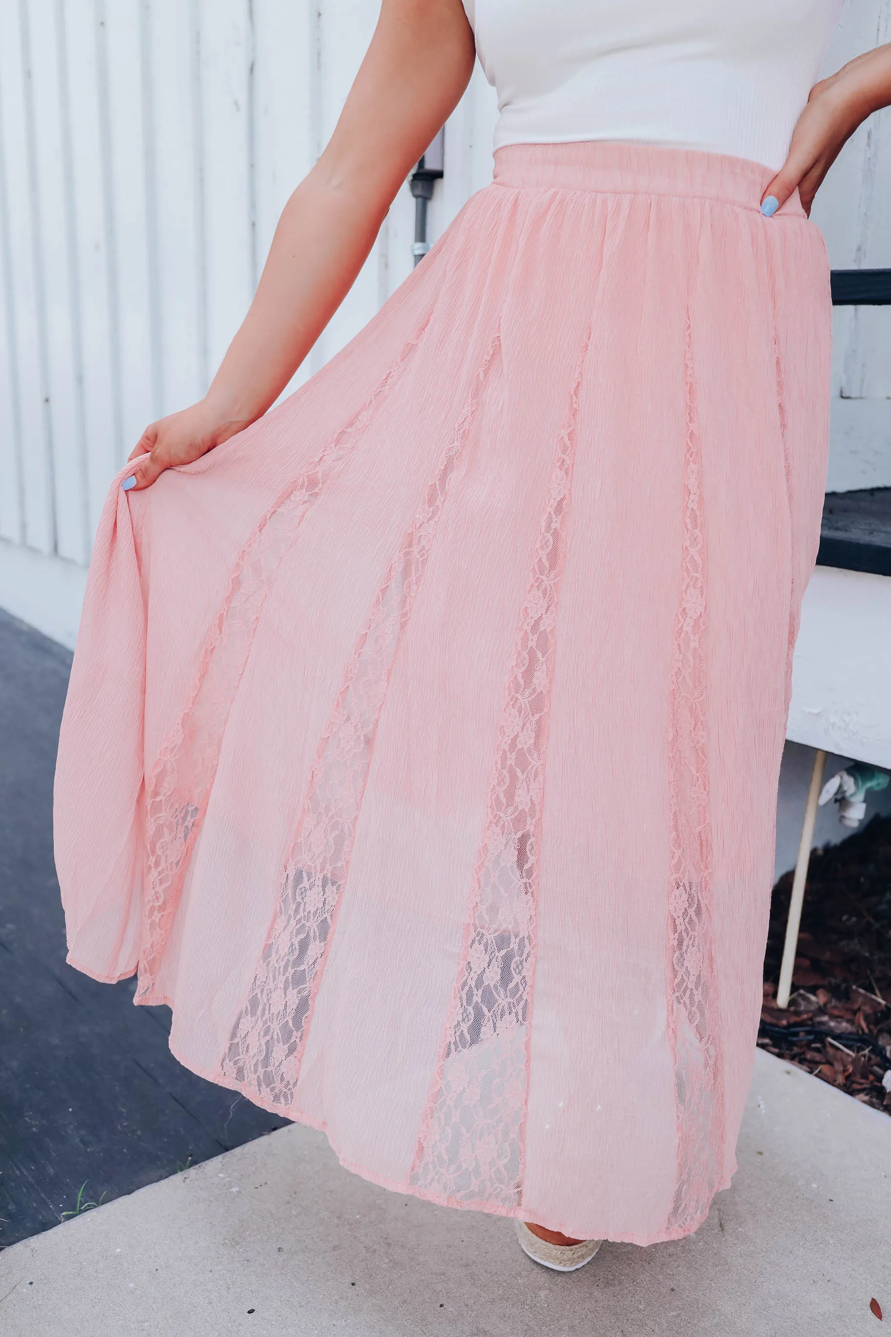 Kindred Spirit Lace Maxi Skirt - Rose