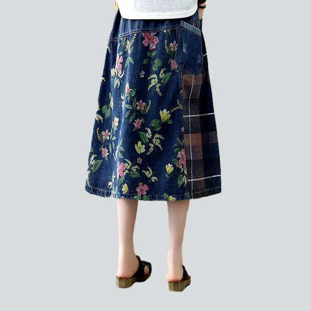 Korean design long denim skirt