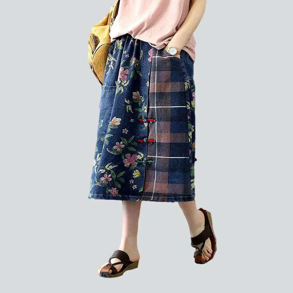 Korean design long denim skirt