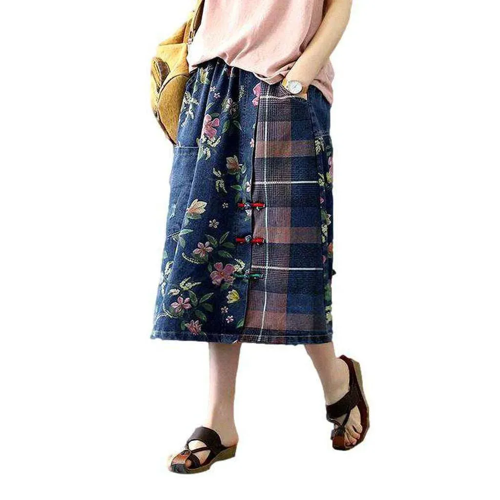 Korean design long denim skirt