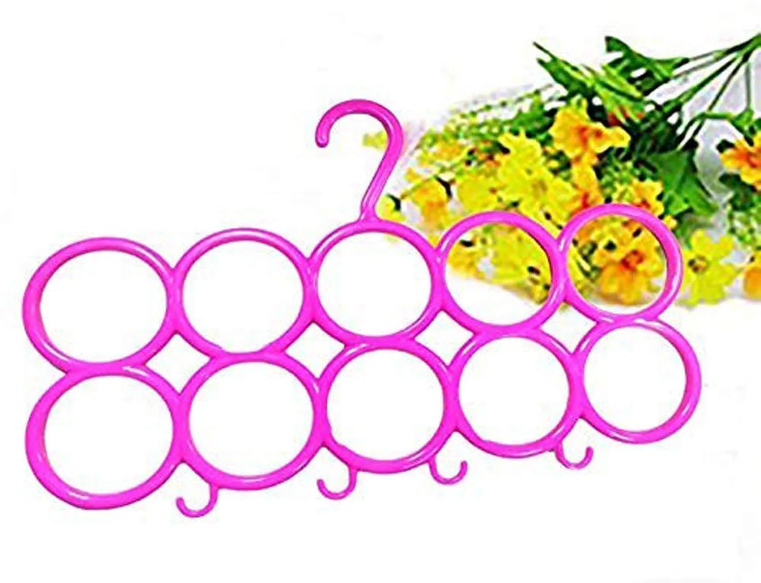 Kuber Industries 10-Circle Plastic 5 Pieces Ring Hanger for Scarf, Shawl, Tie, Belt, Closet Accessory Wardrobe Organizer (Multicolour) - CTKTC30764