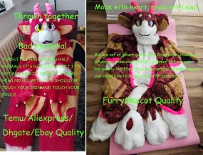 LA Pick UP/Ship Wine Red Horn Cat Furry Dragon Fursuit Costumes Suit Size S/M