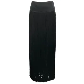 Lafayette 148 New York Black Fringed Silk Maxi Skirt