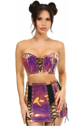 Lavish 2 PC Rainbow Gold Holo Bustier & Skirt Set