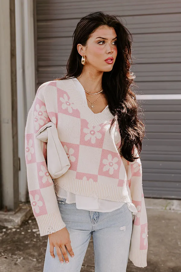 Layers Of Love Embellished Sweater in Blush