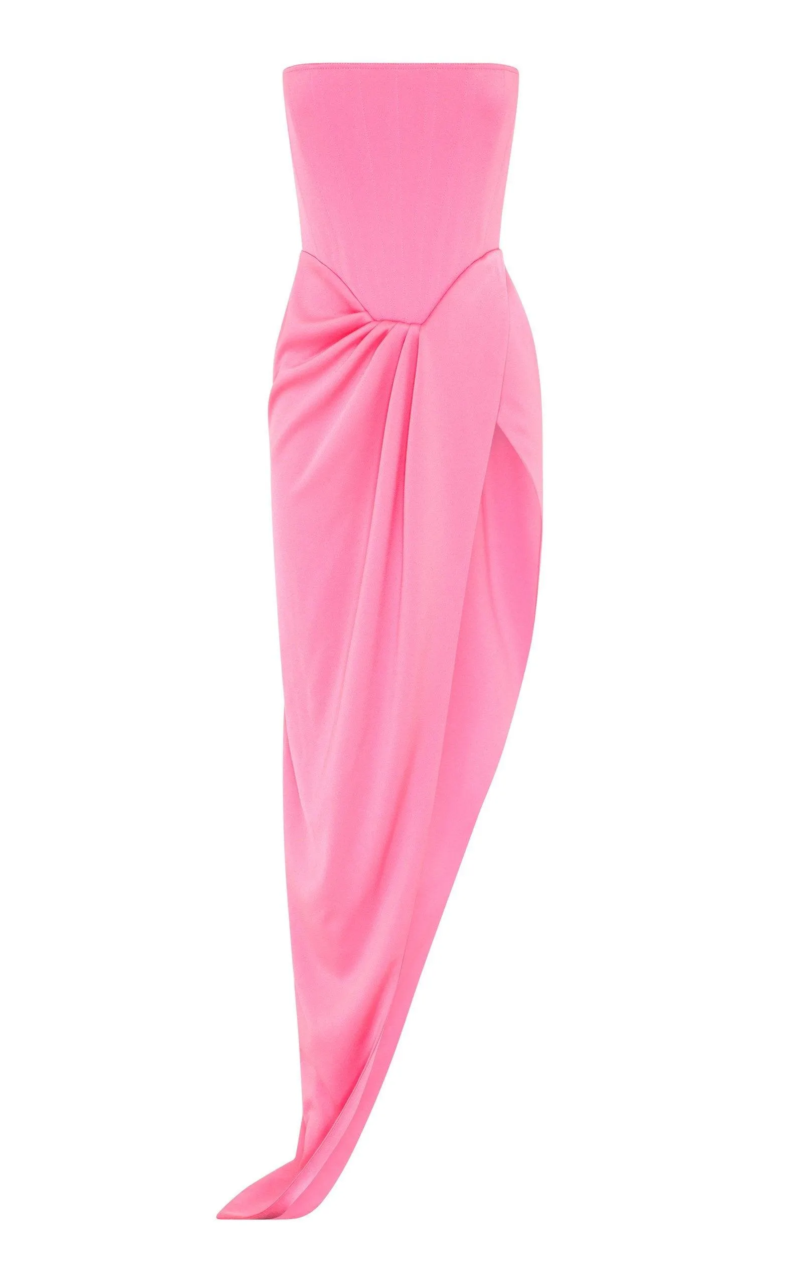 Ledger Satin-Crepe Pink Srapless Dress