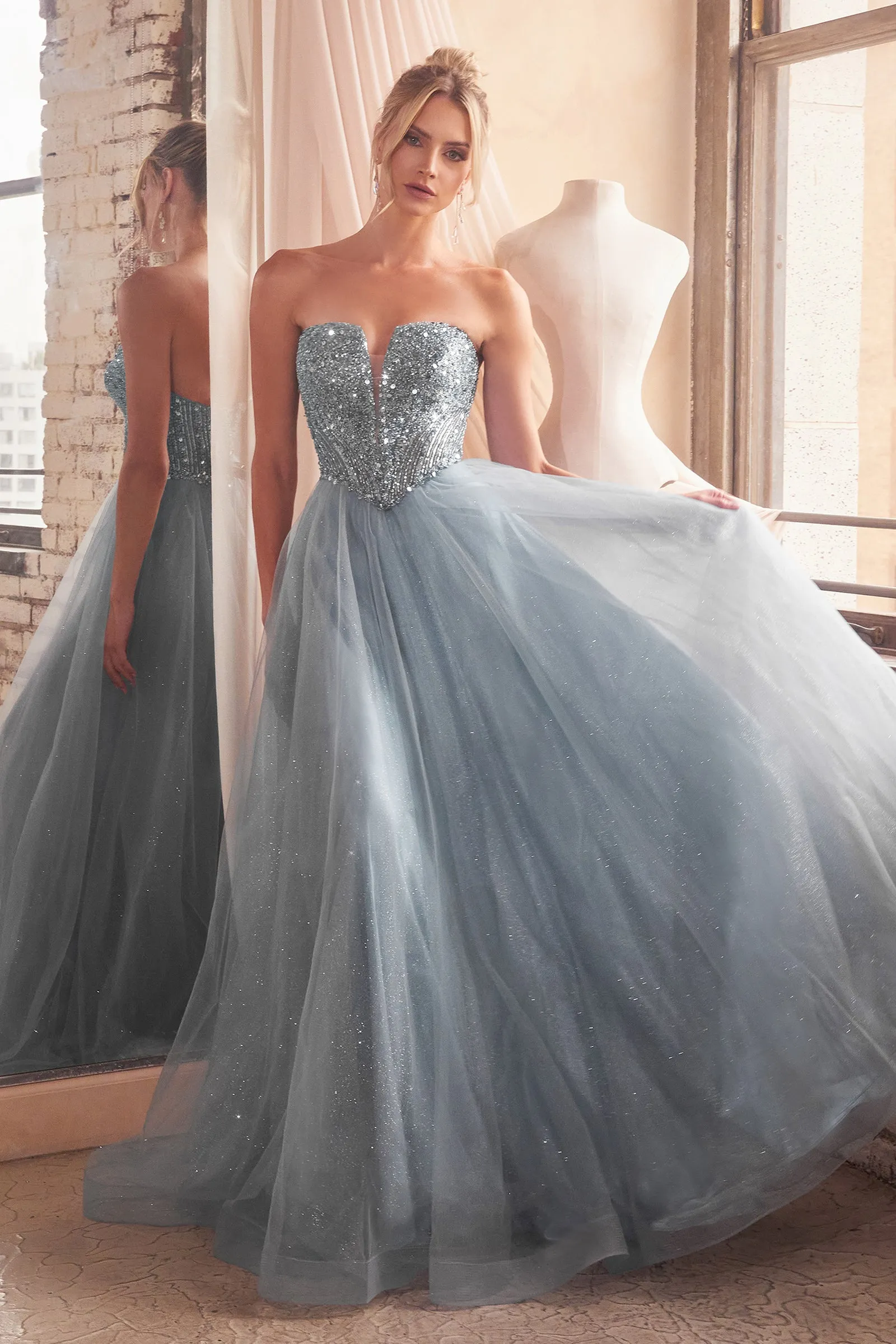 LEIA Strapless Bustier Tulle A-Line Ball Gown Formal Dress