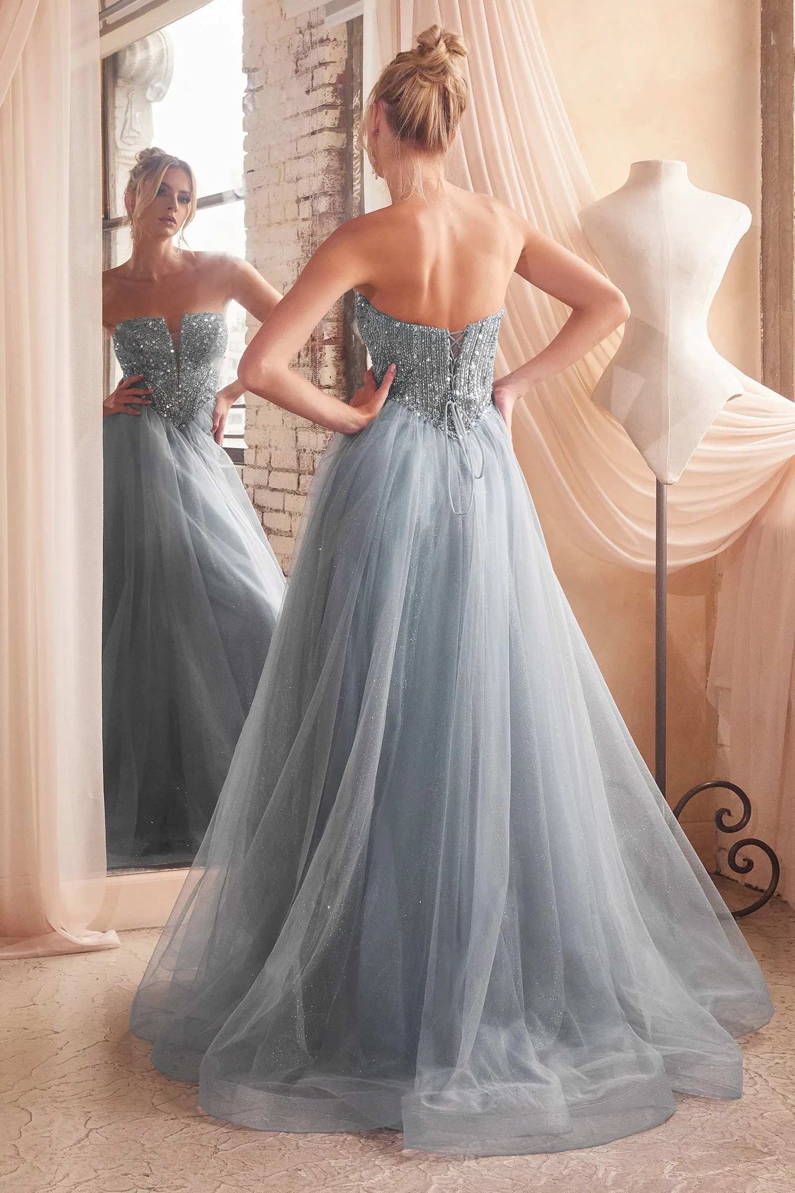 LEIA Strapless Bustier Tulle A-Line Ball Gown Formal Dress