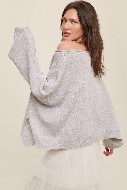 Light Weight Wide Neck Crop Pullover Knit Sweater // 3 Colors