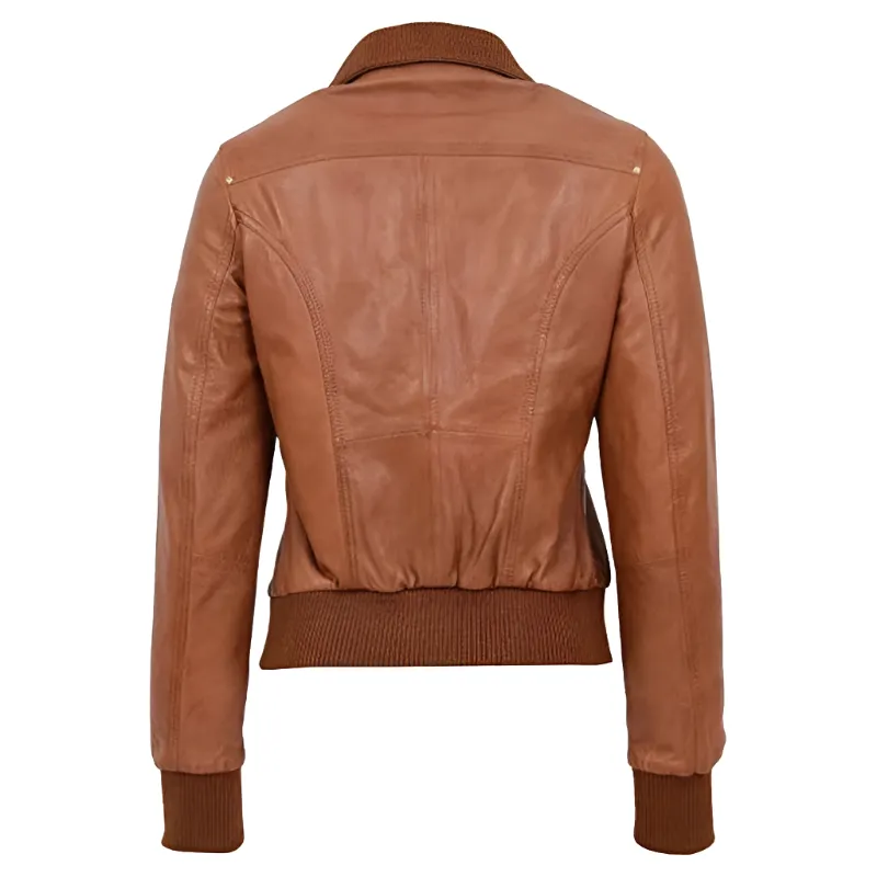 Lisa Brown Bomber Leather Jacket