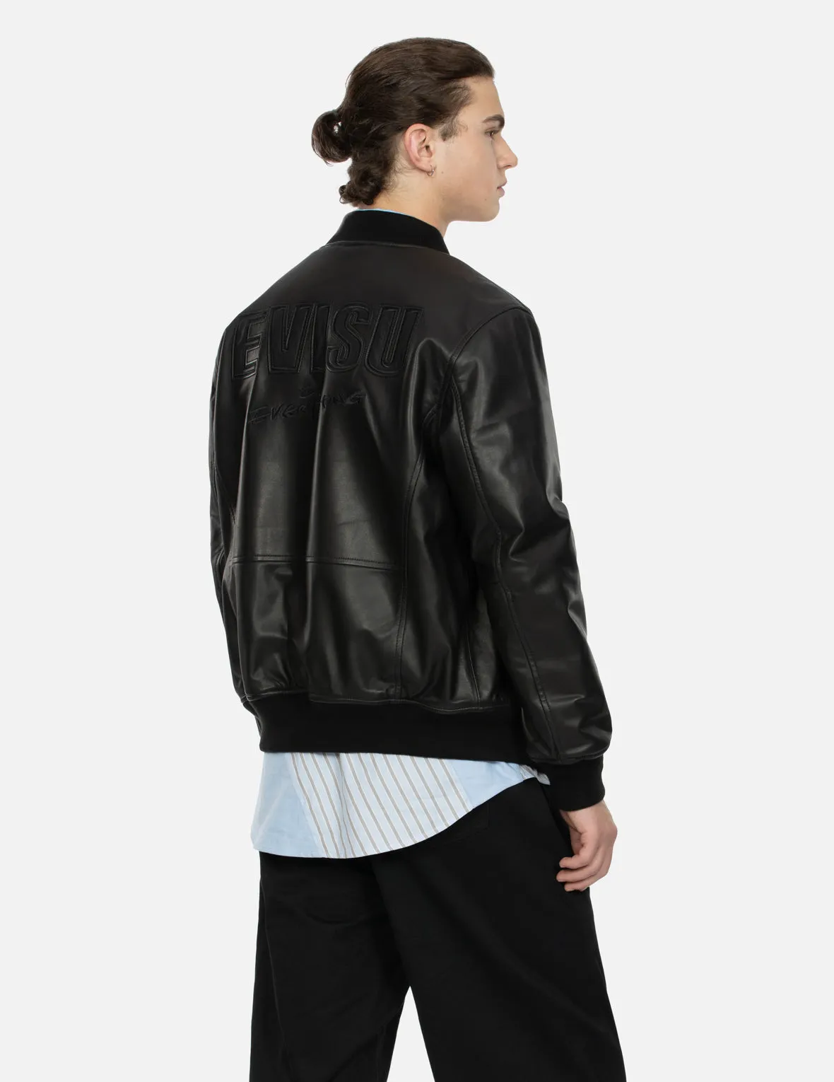 Logo Appliquéd Leather Bomber Jacket