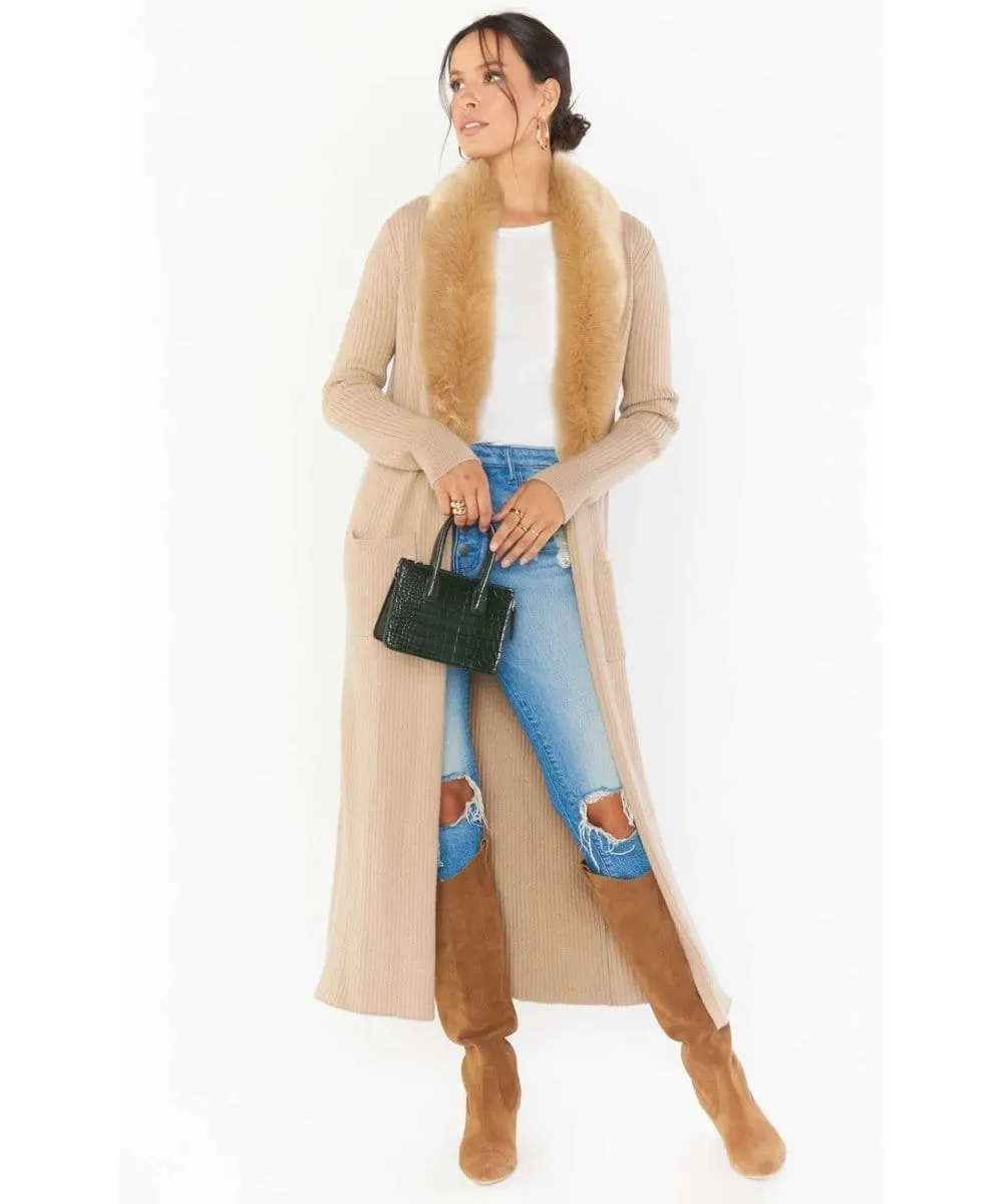 Lombardi Cardi Taupe with Faux Fur