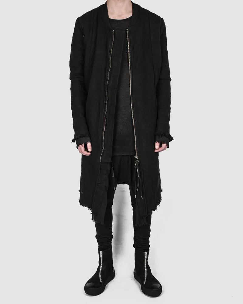 Long layered bomber jacket black