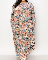 LONG SLEEVES MAXI DRESS W POCKETS (EXTRA PLUS SIZE )