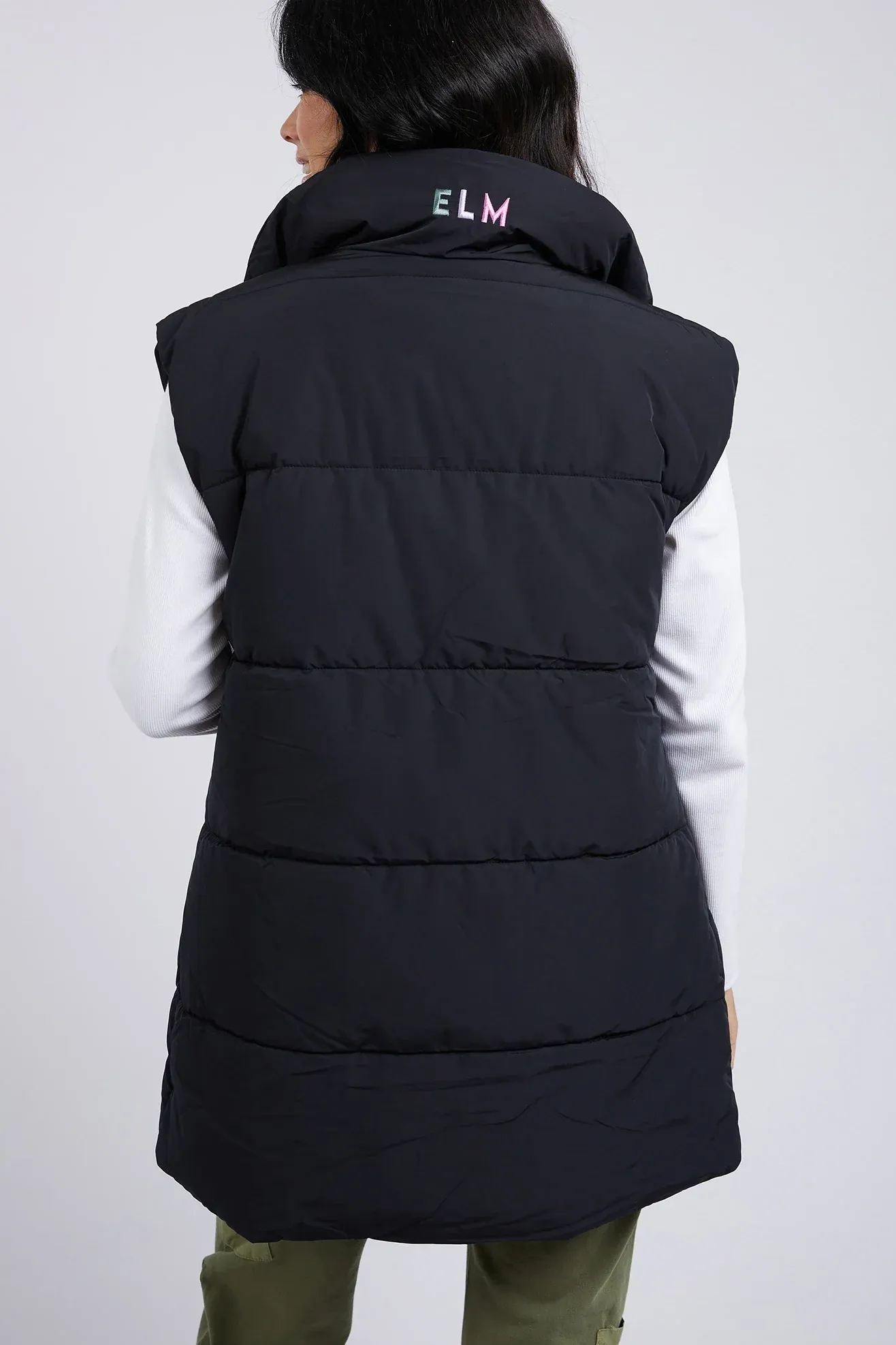 Longline Puffer Vest in Black