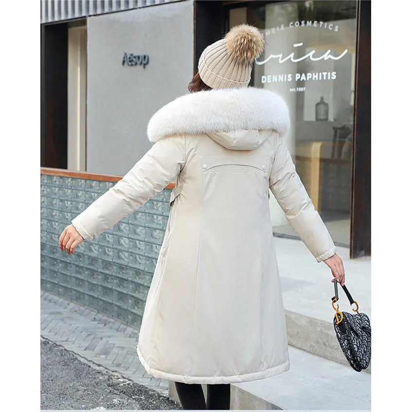 Loose Fit Fur Collar Puffer Coat