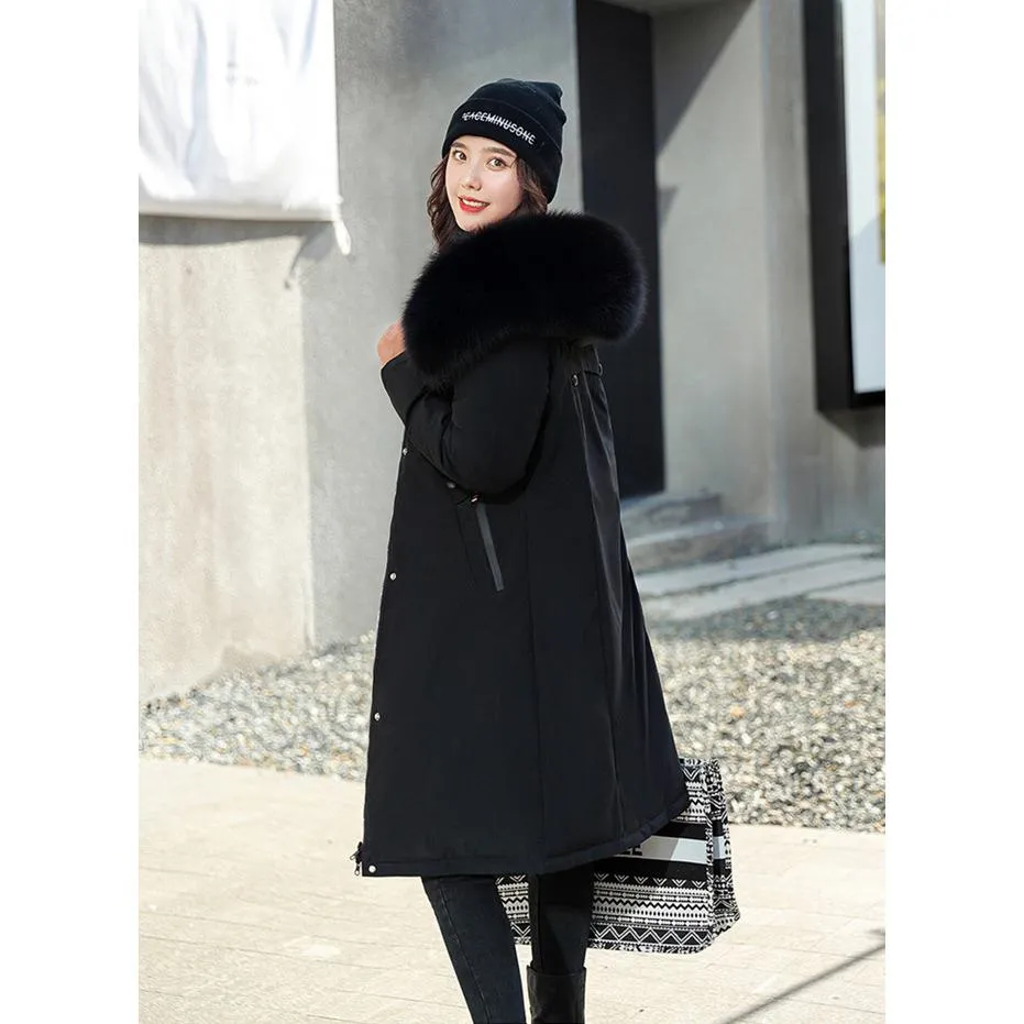 Loose Fit Fur Collar Puffer Coat